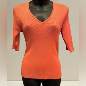 CALVIN KLEIN Rayon V Neck Ribbed Stretch Top size S